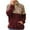 Wine, variant on Womens Sweatshirts Casual Zipper Lapel Double Leopard Print Patchwork Sweatshirt Long Sleeve Winter Warm Pullover Tops