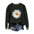 thumbnail image 5 of UTSJKR Color Block Sweatshirts for Women Daisy Printed Loose Crewneck Pullovers Long Sleeve Cute Graphic Tees Casual Tunic Blouse Army Green S, 5 of 7