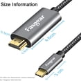 thumbnail image 6 of Fasgear USB C to HDMI Cable (4K@60Hz) 6ft Type C to HDMI Cable [Thunderbolt 3] for MacBook Pro 2021/ Pro 2020/ Air 2019, iPad Pro 2021,Galaxy S10 S9, Mate 10, Surface Book 2 Etc 1.8m, 6 of 7