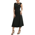 thumbnail image 4 of INSPIRE CHIC Women's Formal Dress Cap Sleeve Cut Out Front Flared A-Line Cocktail Dresses S Black, 4 of 5