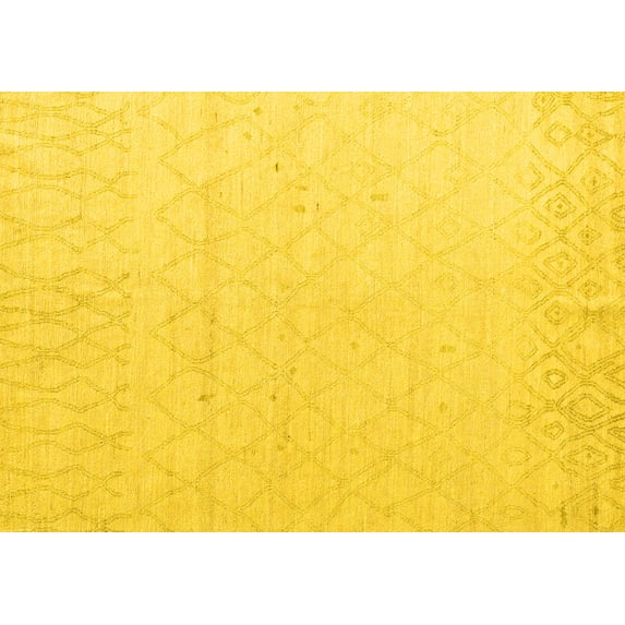 Ahgly Company Indoor Rectangle Solid Yellow Modern Area Rugs, 5' x 7'