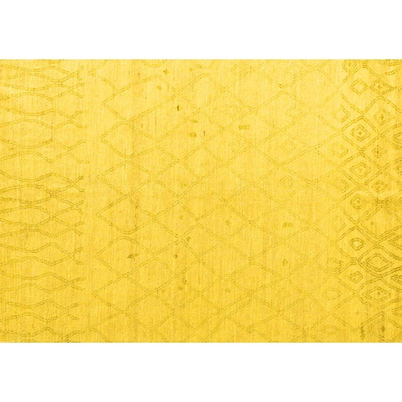 Ahgly Company Machine Washable Indoor Rectangle Solid Yellow Modern Area Rugs, 5' x 7'