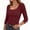 Wine, variant on Plebaso 3/4 Sleeve Tops for Women Casual Scoop Neck Slim Stretch Tee Shirts Trendy Going out T Shirts