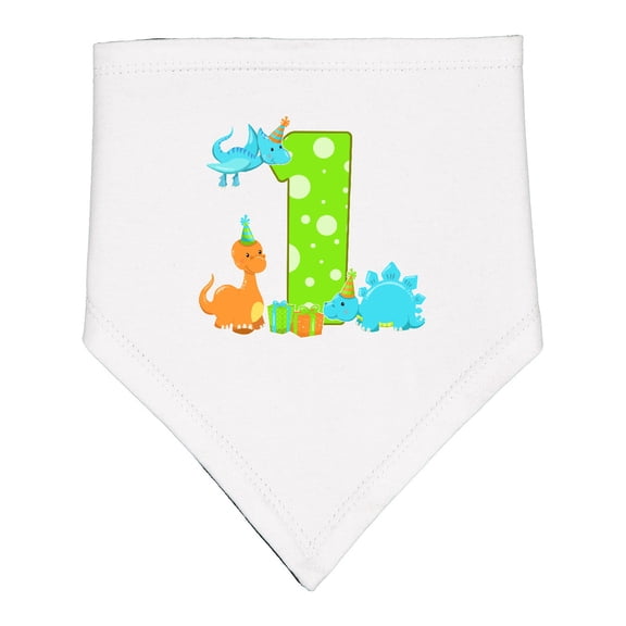 Inktastic Dinosaur First Birthday Party Baby Bandana Bib