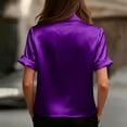 thumbnail image 5 of Kixjoy Velvet Tops for Women Short Sleeve Elegant Collared Top Cozy Casual Soild Blouse Holiday Dressy Fall Womens Tops, Purple M, 5 of 5
