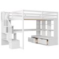 thumbnail image 5 of Harper & Bright Designs Full Size Loft Bed with Stairs and Desk, Wood Loft Beds Frame with Storage Drawers and Bookcase Shelves for Adults, White, 5 of 13