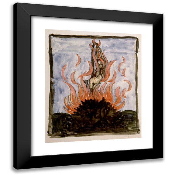 Hugo Simberg 12x14 Black Modern Framed Museum Art Print Titled - The Witch at the Stake