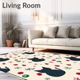 thumbnail image 2 of ODIKA 4'x6' Machine Washable Non-Slip Area Rug, Feline Festivity Holiday Doormat With Snowflake Winter Paw Prints High Traffic Rug with Pad, Beige, 609417, 2 of 8