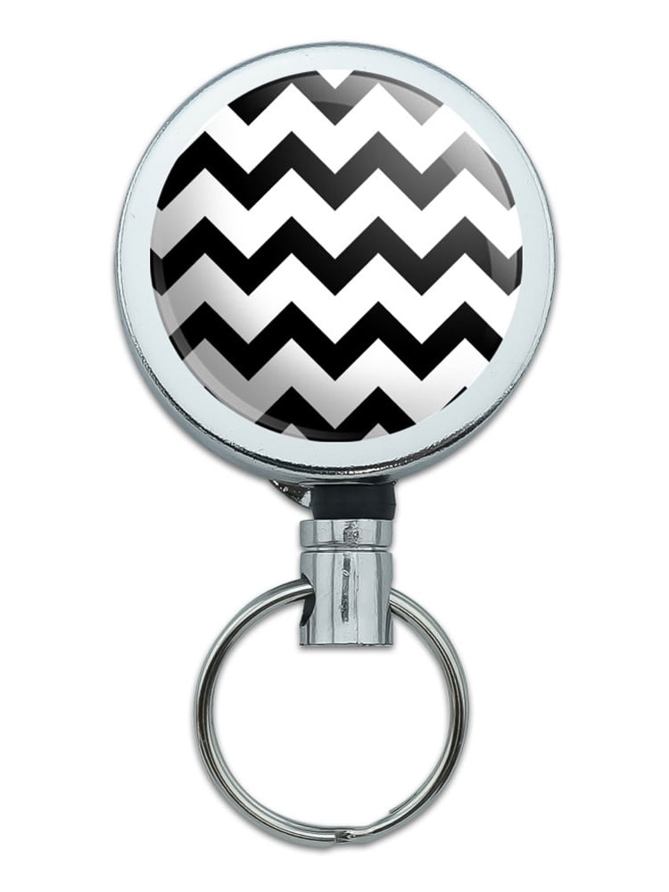Chevrons Black Retractable Belt Clip Badge Key Holder
