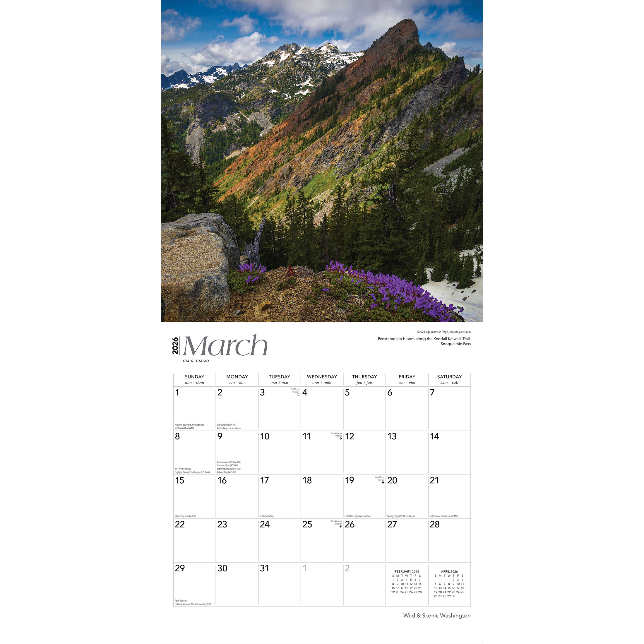 Washington Wild & Scenic | 2026 12x24" (Hanging) Wall Calendar | BrownTrout