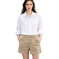 thumbnail image 2 of Women's Pleated Cotton Linen Shorts, High Rise Casual Summer Shorts with Rear Pockets, Soft Breathable Tailored Bottoms, 2 of 7