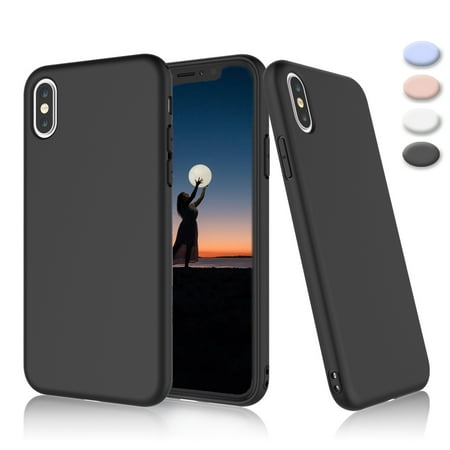Takfox Cute Case for iPhone X, iPhone X Phone Case, [Frosted] Shockproof Case Ultra Thin Matte Liquid Silicone Gel Slim Soft Rubber Bumper Anti-slip Case Cover Drop Protection for iPhone X - Black