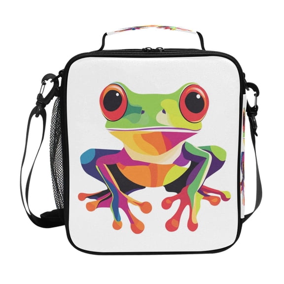 Square Lunch Bag 10.5*3.5*9.5 Inches Cooler Bag Lunch Bag Insulation Portable Durable Fashion Lovely Frog