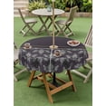 thumbnail image 4 of Outdoor Tablecloths with Umbrella Hole & Zipper, Boho Purple Flower Round Tablecloths 60 Inch, Abstract Bohemia Pesley Floral Waterproof Table Cloth, Patio/Pool/Picnic Table Covers, 4 of 8
