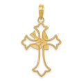 thumbnail image 4 of 10K Yellow Gold Polished Cross Pendant Necklace with Dove Charm for Men and Women Spiritual Openwork Design Religious Jewelry Symbolizing Faith and Grace, 4 of 6