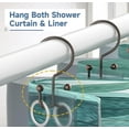 thumbnail image 4 of 24pk Shower Curtain Hooks Rings, Rustproof Metal Glide Shower Hook, Double Hooks for Bathroom Shower Rod Curtain, Plated Bronze Finish, 4 of 5