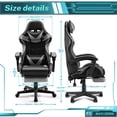 thumbnail image 5 of Luxvie Gaming Chair with Footrest High Back Office Chair with Headrest&Massage Lumbar Support Swivel Ergonomic Gaming Chair for Adults, Gray, 5 of 10