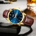 thumbnail image 3 of Reloj LIGE Reloj de cuero de lujo para hombre dorado y azul, 3 of 5