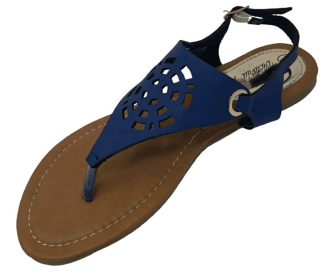 Victoria K Women's Diamond Cut Out Back With Rhinestone Buckle Embellished Sandals