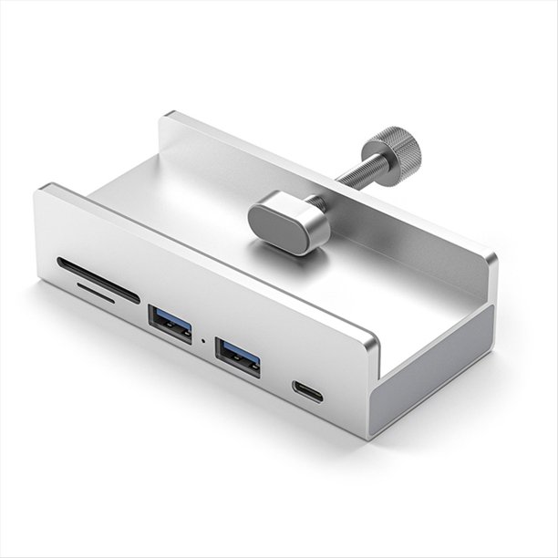 HUB USB 3.0 con Clip para Estación de Acoplamiento, Adaptador USB 3.0, Divisor Múltiple, Adaptador de Alta Velocidad de 5 Gbps para PC y Portátil, Color Plateado