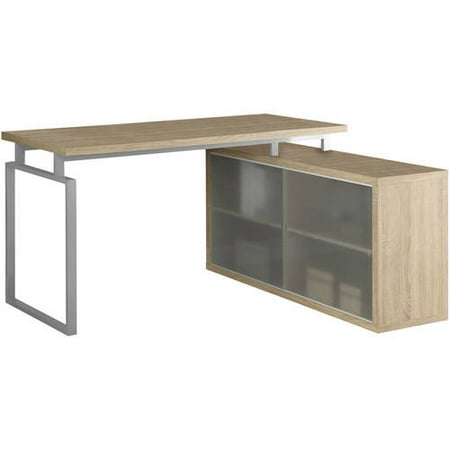 Monarch Computer Desk Natural Corner With Frosted Glass
