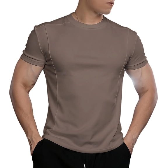 CHGBMOK Mens Muscle Slim T Shirts Solid Crew Neck Short Sleeve Basic Top Lightweight Stretch Gym Workout Athletic Tee Shirt