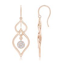 ANGARA Natural Diamond Cluster Double Drop Earrings in 14K Rose Gold for Women (Size-1.85mm| Color-G| Clarity-VS2) | April Birthstone, Anniversary, Jewelry Gift for Women | Natural Diamond Earrings