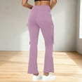 thumbnail image 4 of Yoga Leggings for Women High Waisted Cargo Gym Workout Sport Pants Solid Color Comfy Flared Pants with Pockets, 4 of 7