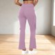 thumbnail image 5 of Amzcrzy Leggings Acampanados Mujer Cintura Alta Elásticos Yoga Ligeros Realzan Glúteos Color Liso Ajustado Casuales Bolsillos Laterales Tallas S-2XL Morado, 5 of 7