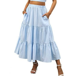 Bagilaanoe High Waist Pleated Long Skirts Women Flared Full Maxi Skirt ...