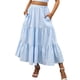 thumbnail image 1 of VISgogo Falda de verano para mujer Boho cintura elástica plisada A-Line Flowy Layered Long Beach Falda con bolsillos VISgogo moda, 1 of 7