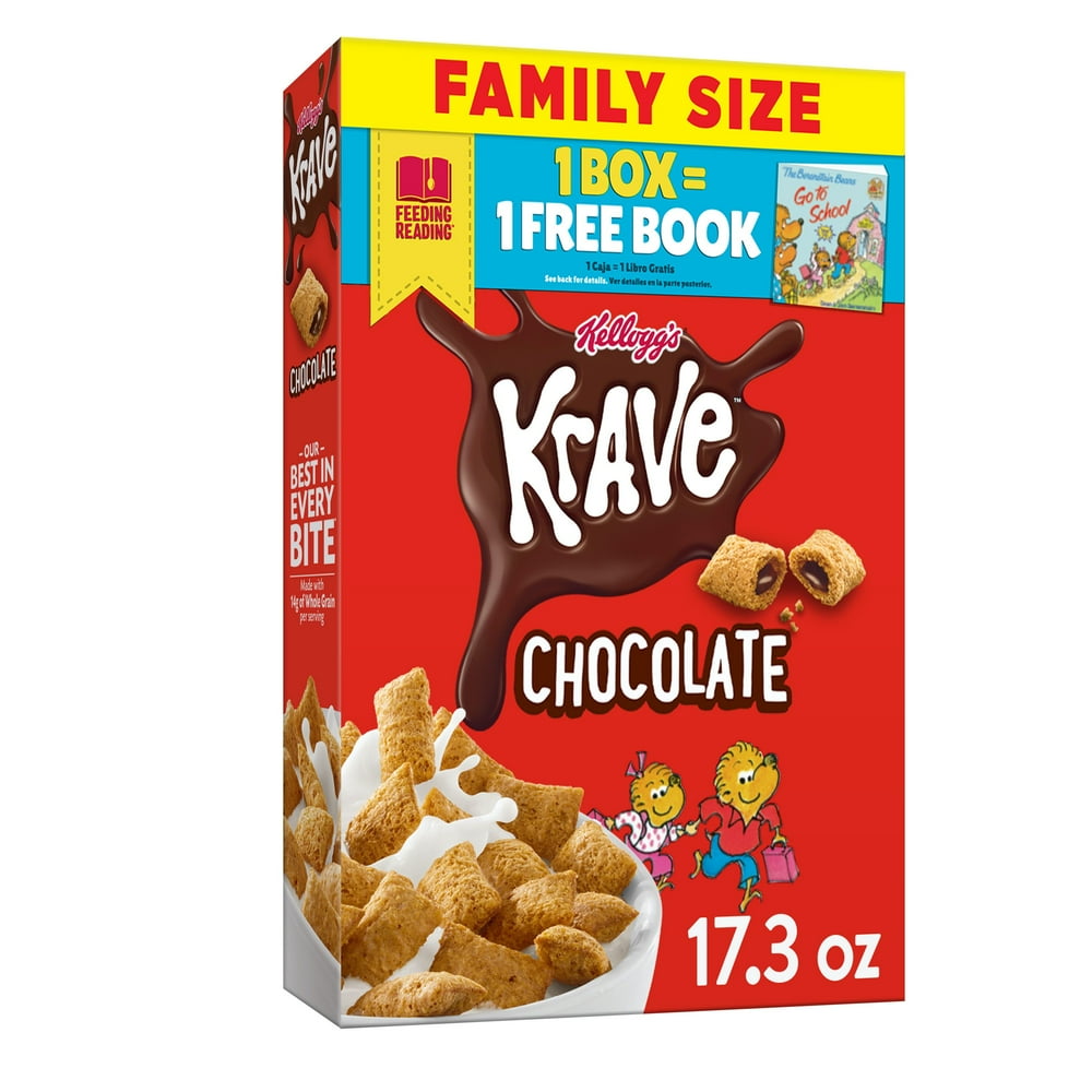 Kellogg's Krave Breakfast Cereal, 7 Vitamins and Minerals, Kids Snacks