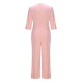 thumbnail image 6 of DUMUIELD Women 3/4 Sleeve Elegant Jumpsuits Business Formal Party Straight Leg Long Pants Rompers with Pockets Pink,L, 6 of 7