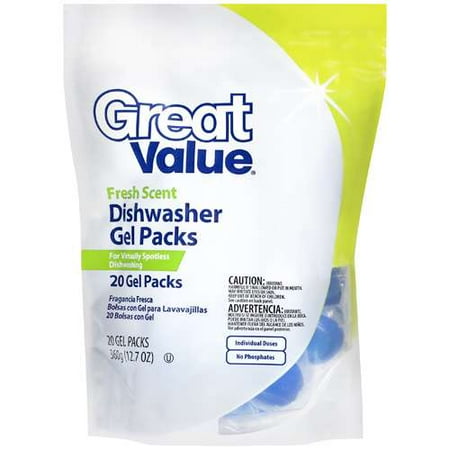 Great Value: Fresh Scent Dishwasher Gel Packs, 20 ct