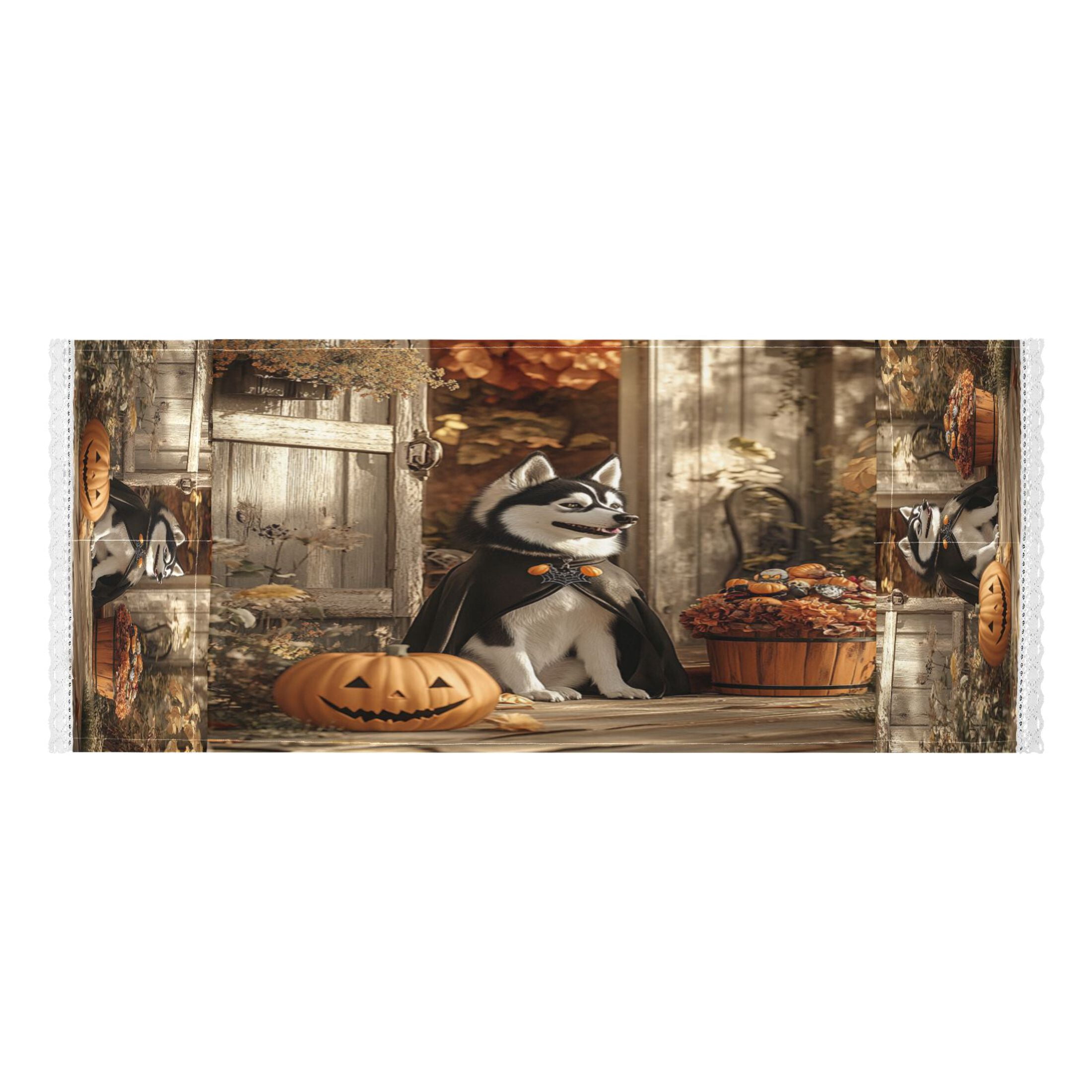 Hallowween HuskyWasher and Dryer Covers Dust-Proof and Oil Resistant Fridge Cover with 4 Storage Pockets Washing Machine Top Cover for Laundry Kitchen Home 51.2 x 22 In