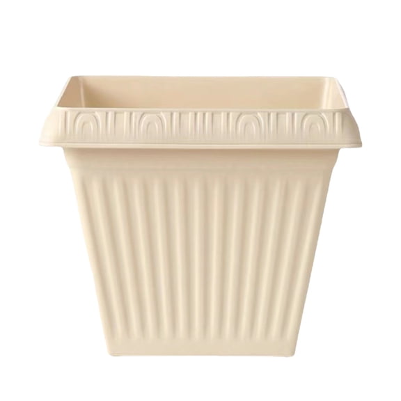COM1950s Square Plastic Flower Pot, Thickened Planter with Drainage Holes and Tray Saucer for Indoor Outdoor Garden Plants and Home Decor