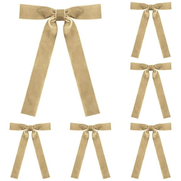 12PCS Gold Velvet Christmas Bows with Gold Twist Ties for Tree, Wreath & Garland Decorations, Gift Wrapping, Holiday Party Decor, Elegant Velvet Ribbon Ornaments 5.9x7.1in