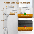 thumbnail image 6 of Bright Showers Rain Shower Heads System, Rainfall & Handheld Shower Combo with Height Adjustable Holder, Solid Brass Rail, 60" Long Hose, Chrome, 6 of 8