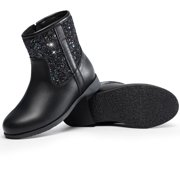 HARVEST LAND Little/Big Girl Ankle Boots Kids Short Zipper Flat Booties Black Size 11-5