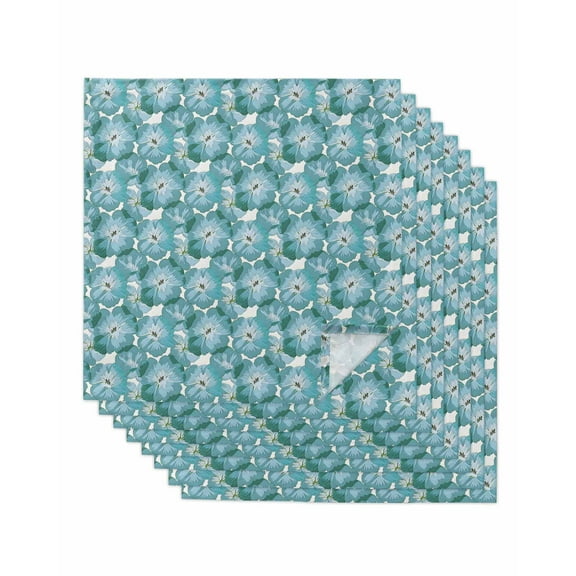 Hokiten Kitchen Dinner Napkins Set of 8 Summer Turquoise Flower Cloth Napkins Reusable Washable Table Napkins for Weddings Cocktail Parties Holiday Table Decor 20x20 Inch