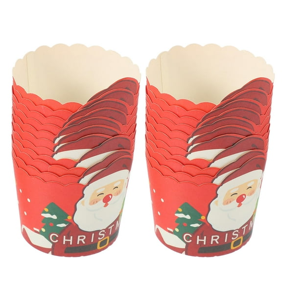 WHAMVOX Assorted Color Christmas Pattern Paper Baking Cups for Holding Cupcakes Muffins and Pastries 50pcs