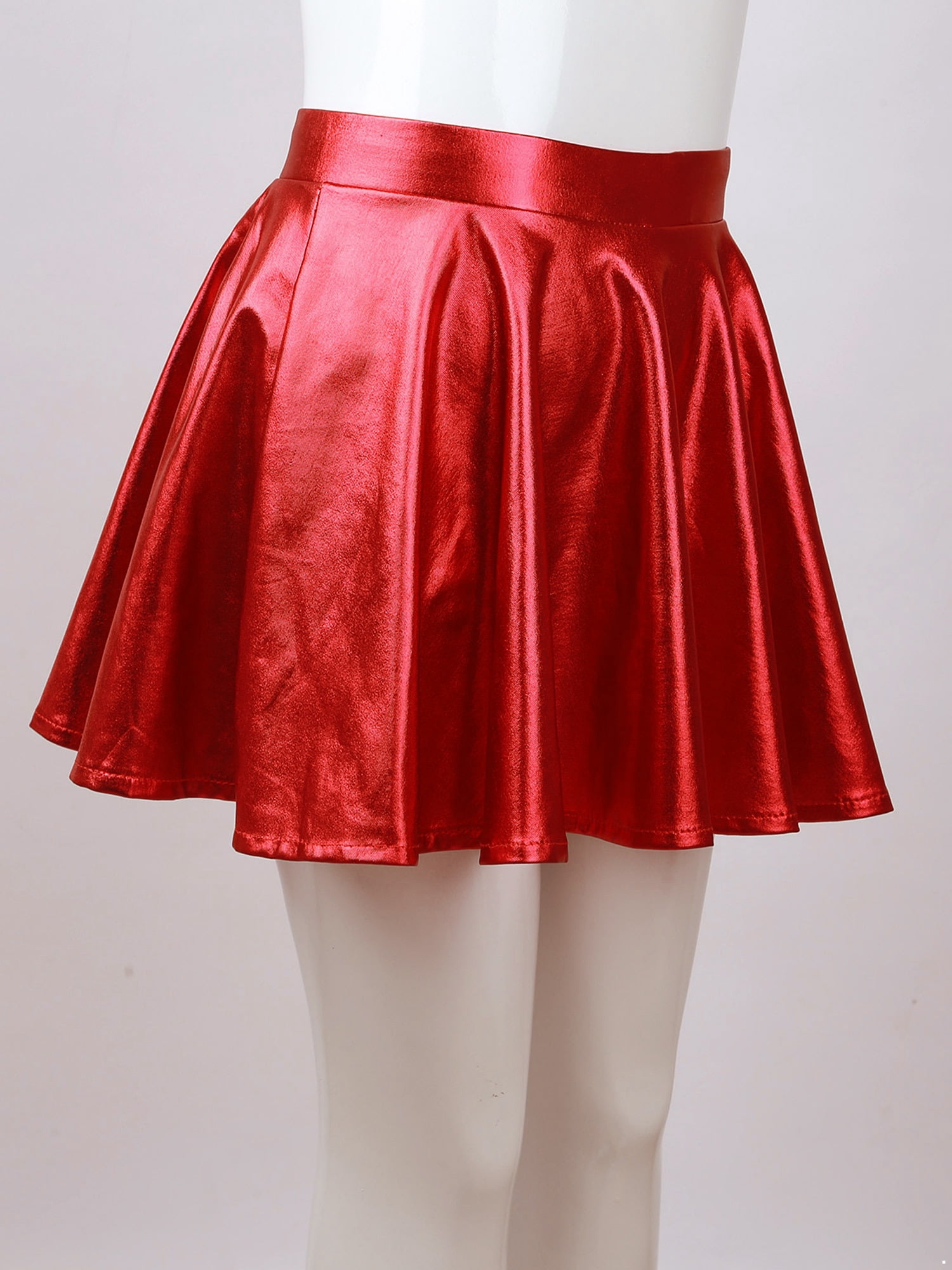 CHICTRY Girls Metallic Flared Dance Skirt Holographic Jazz Hip Hop Dance Costume,Sizes 6-14