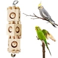 thumbnail image 2 of Bird Chew Toy with Bell, Hanging Rotating Wood Block for Parrot Foraging Enrichment, Small to Medium Bird Toys for Cockatiel, Conure, Caique to Grind Beak and Relieve Boredom, 2 of 7