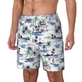 thumbnail image 2 of Uemuo Hawaii Palms Pattern Mens Swim Trunks Quick Dry Board Shorts with Mesh Lining, Stretch Beach Shorts Quick Dry No-Chafing Board Shorts-Small, 2 of 9