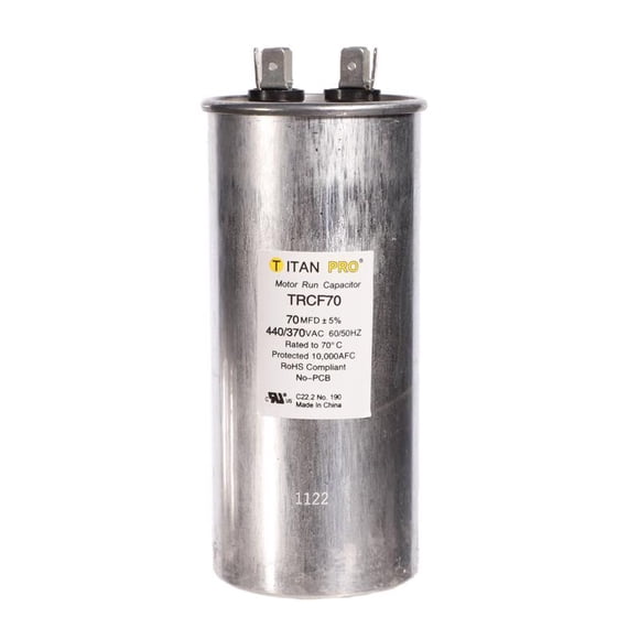 Condensador de funcionamiento redondo Titan Pro 70uF 440V MFD TRCF70