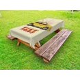 thumbnail image 1 of Retro Outdoor Tablecloth, Pop Art Style Old Fashioned Taxi Cab with Grunge Effects Vintage Car Graphic, Decorative Washable Fabric Picnic Tablecloth, 58 X 104 Inches, Beige Yellow Ruby, by Ambesonne, 1 of 2