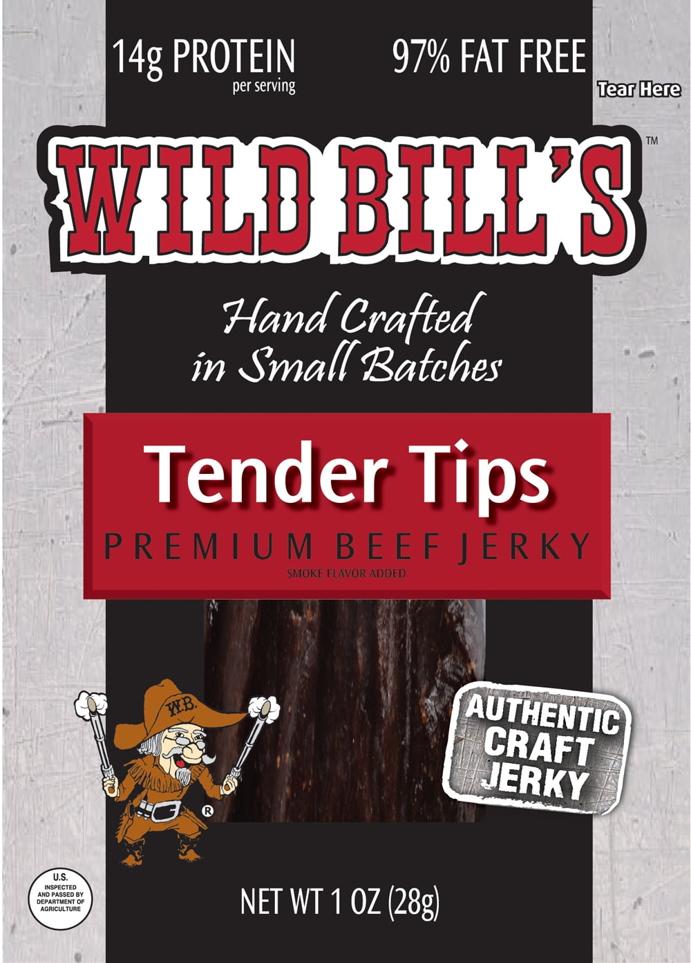 Wild Bill’s 12-ct Original Hickory Beef Jerky 1oz Tender Tip Packs - 4 Bundles of 12