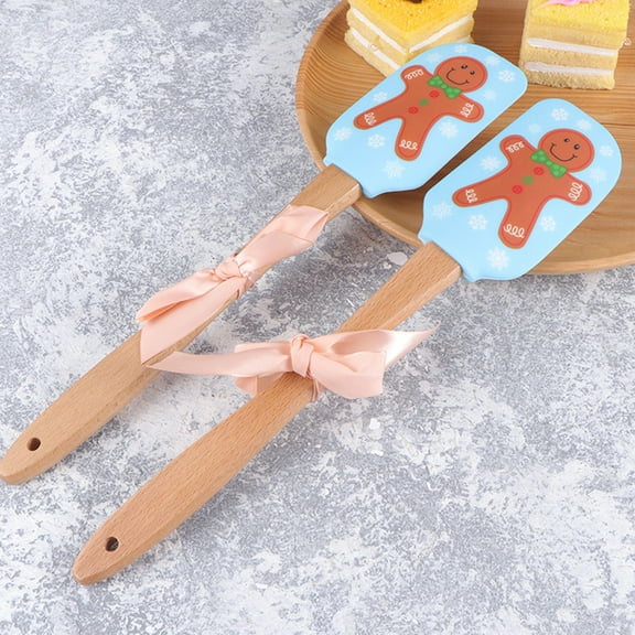 NIYANGLE 1Set Non Stick Silicone Jar Spatula Scrapers Assorted Color 31x6x1Cm For Christmas Baking Kitchen Utensils