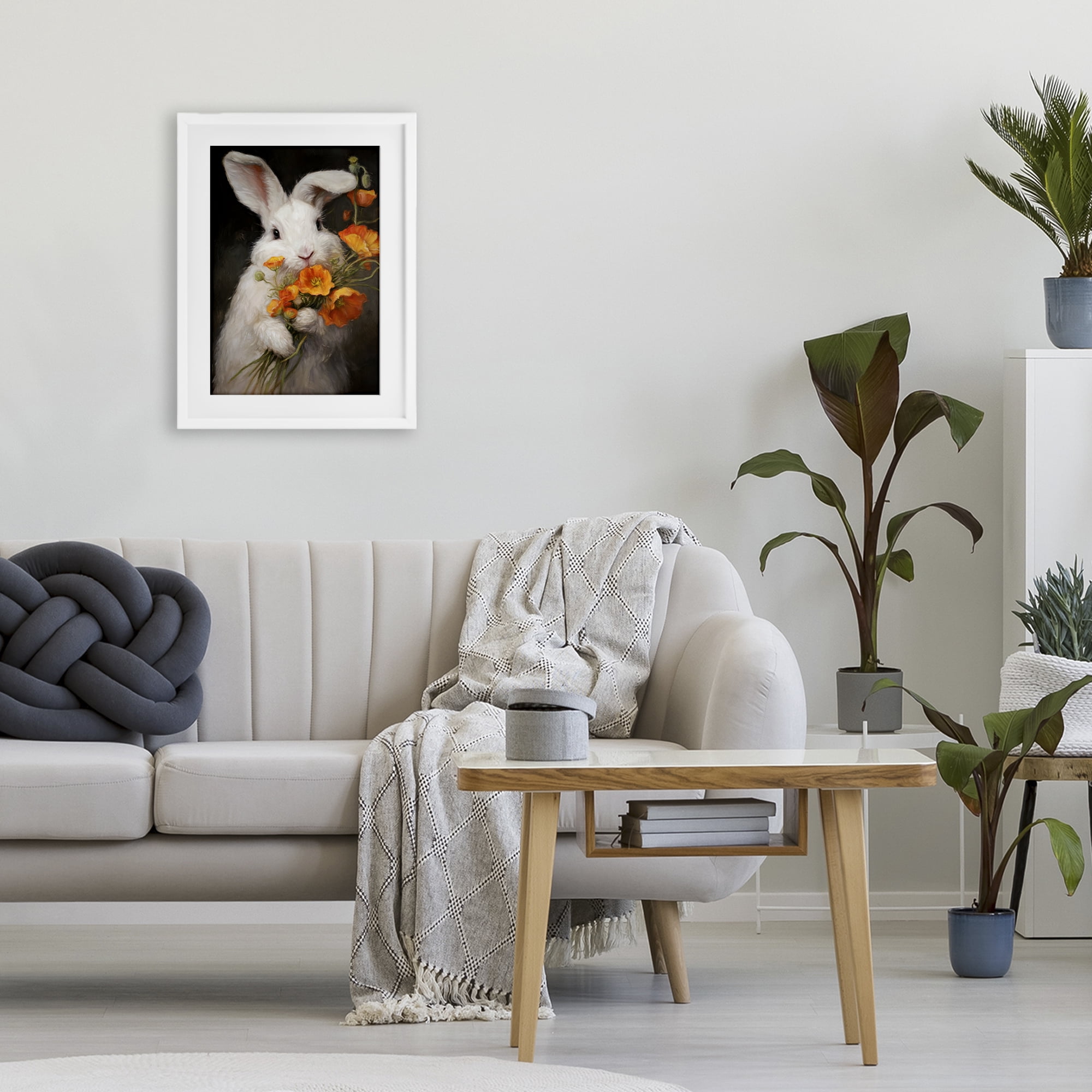 Stupell Industries Floppy Loves Her Poppies White Framed Print Under Glass, design by Tina LeCour