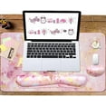 thumbnail image 5 of 4-in-1 Large Gaming Mouse Pad, Keyboard Wrist Rest Pad & Wrist Support Mousepad Set, Extended Desk Pad Waterproof Desk Mat for Home Office Study Game-Pink Gold Marble, 5 of 6
